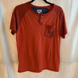 Lucky Brand Youth Boys Size XL Orange Button Down‎ Short Sleeve T-Shirt
